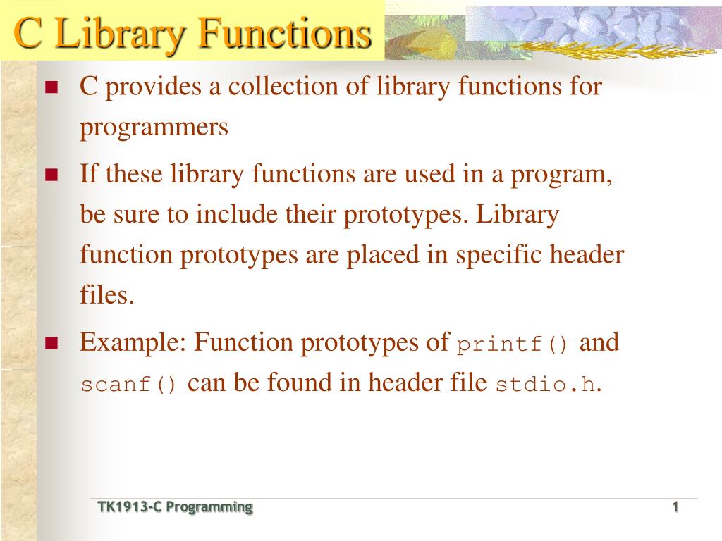 PPT C Library Functions PowerPoint Presentation Free Download ID 