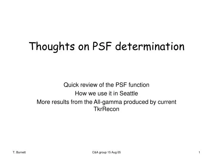 thoughts on psf determination n.