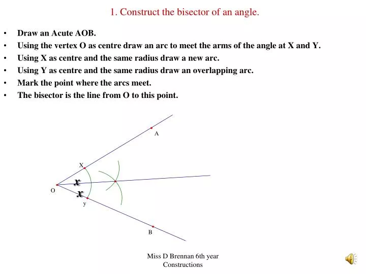 Ppt 1 construct the bisector of an angle powerpoint presentation free download id 5480957