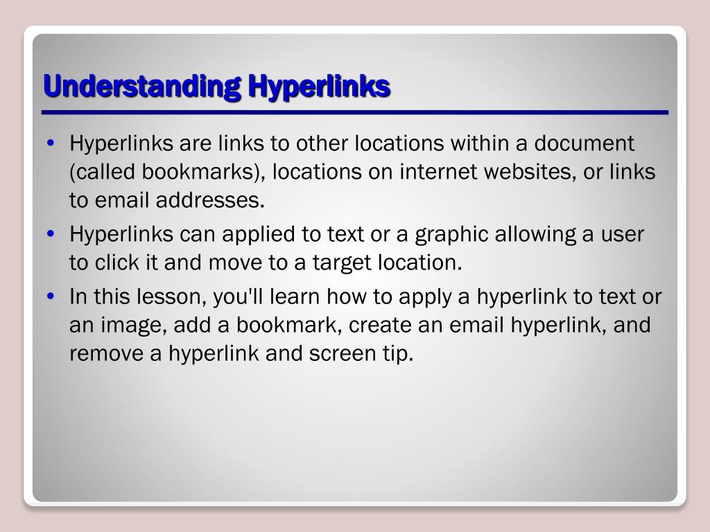 presentation not using hyperlinks