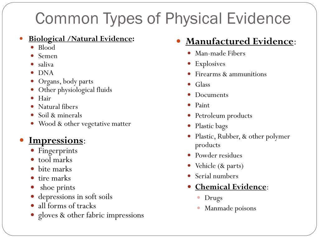 Physical Evidence In Forensics
