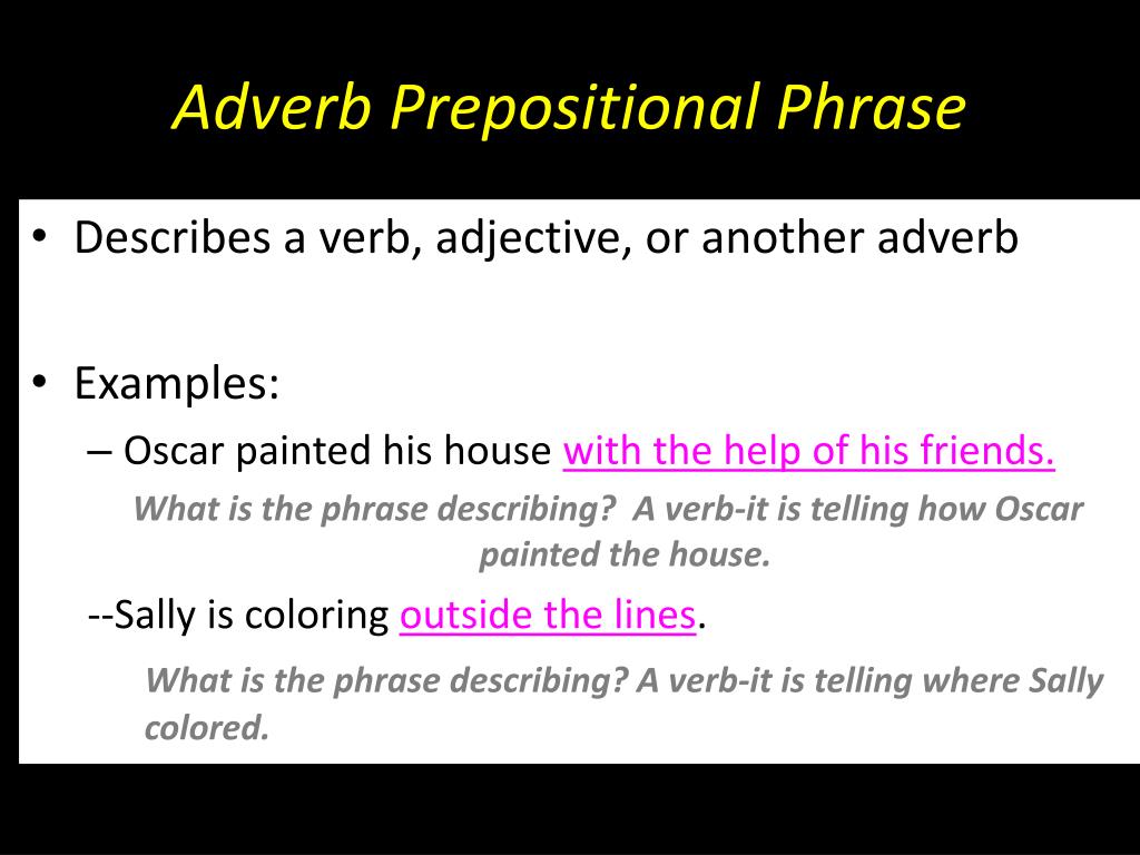 Adverbial Prepositional Phrases Worksheets