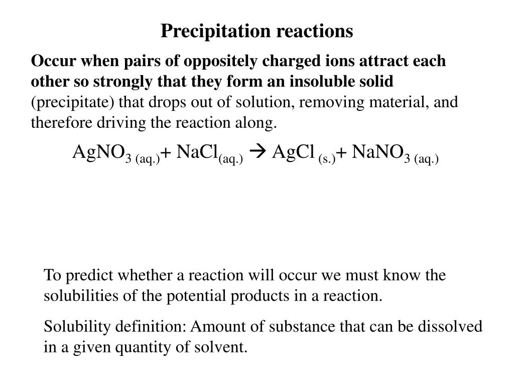 when does precipitate form in a chemical reaction