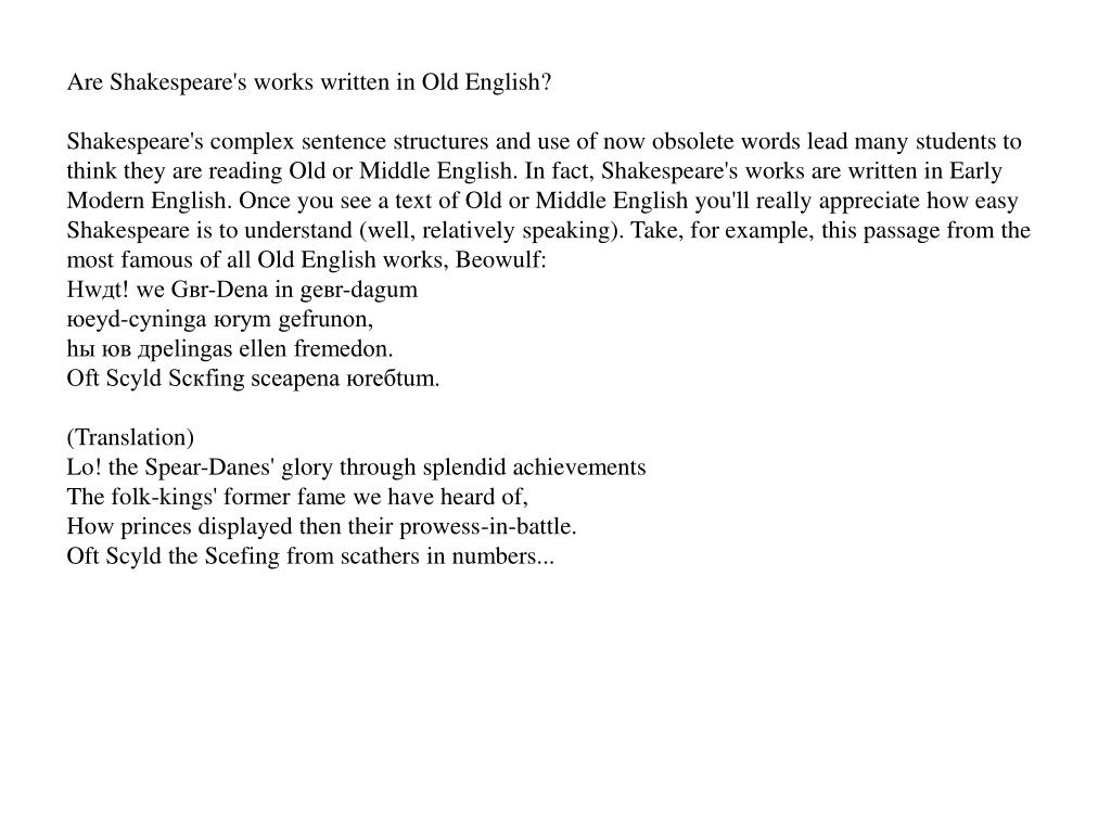 shakespeare old english shakespeare old english