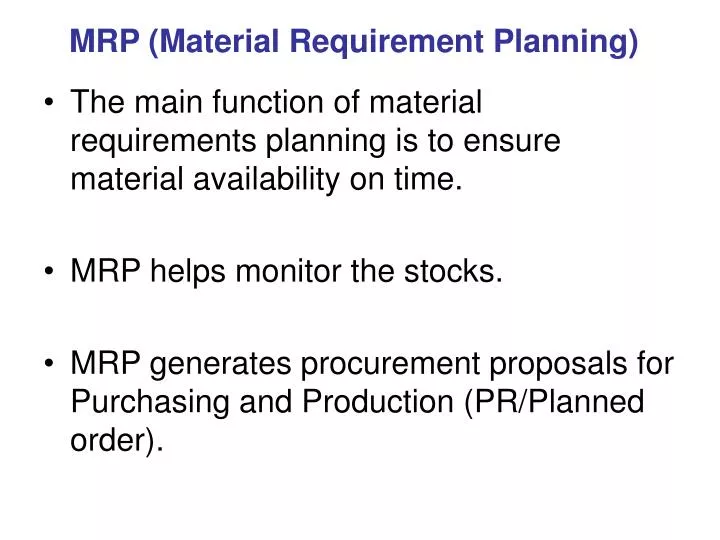 Ppt Mrp Material Requirement Planning Powerpoint Presentation Free Download Id