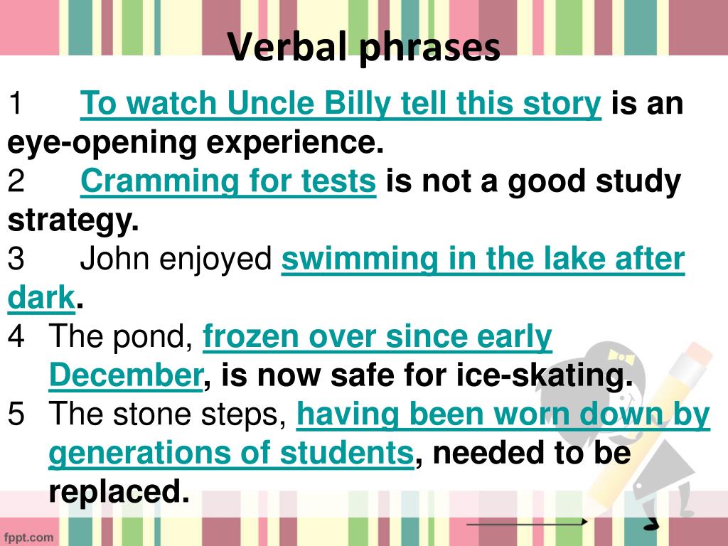 Verbal Phrases Worksheets Printable