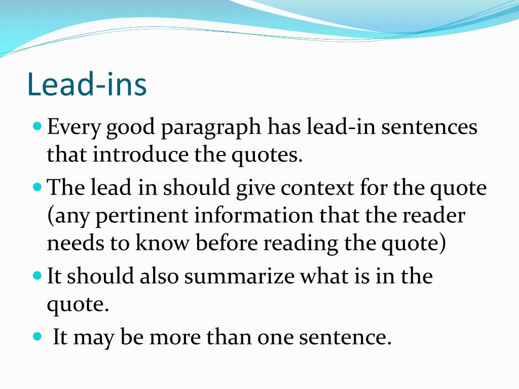 good lead ins for an essay
