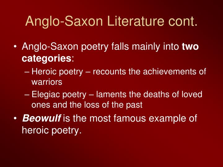 an analysis of the anglo saxon epic beowulf as the most important work of old english literature Beowulf themesthe anglo-saxon epic beowulf is the most important work of old englishliterature, and is well deserved of the distinction the epic tells the storyof a hero, a scandinavian prince named beowulf, who rids the danes of themonster grendel, a descendent of cain, and of his exploits fighting grendel'smother and . an analysis of the anglo saxon epic beowulf as the most important work of old english literature Beowulf themesthe anglo-saxon epic beowulf is the most important work of old englishliterature, and is well deserved of the distinction the epic tells the storyof a hero, a scandinavian prince named beowulf, who rids the danes of themonster grendel, a descendent of cain, and of his exploits fighting grendel'smother and .