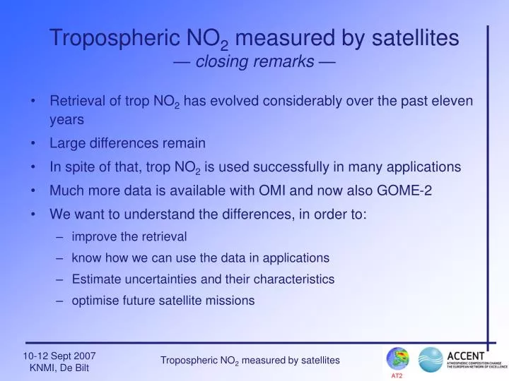 tropospheric no 2 measured by satellites closing remarks n.