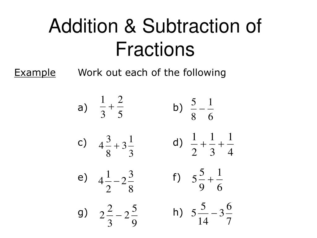 problem solving addition and subtraction of fractions
