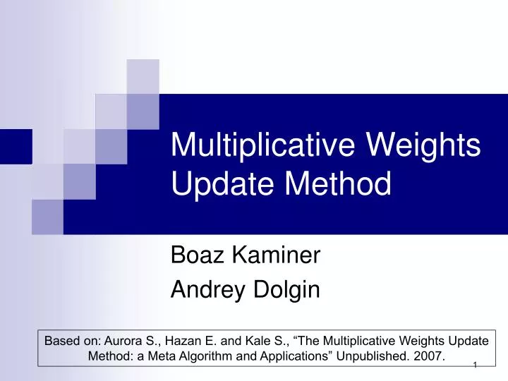 multiplicative weights update method n.