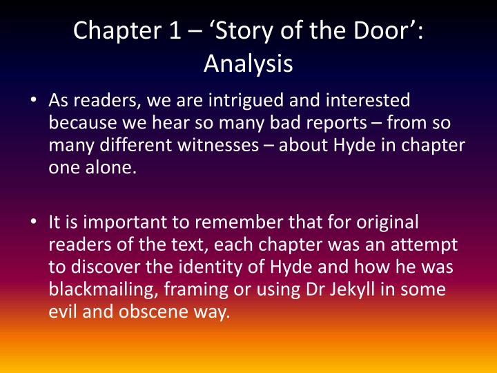 a overview of story of the door There's also no reason why a plot summary has to cover the events of the story in the order they appear (though it is often useful) the point of a summary is not to reproduce the experience it's to explain the story. a overview of story of the door There's also no reason why a plot summary has to cover the events of the story in the order they appear (though it is often useful) the point of a summary is not to reproduce the experience it's to explain the story.