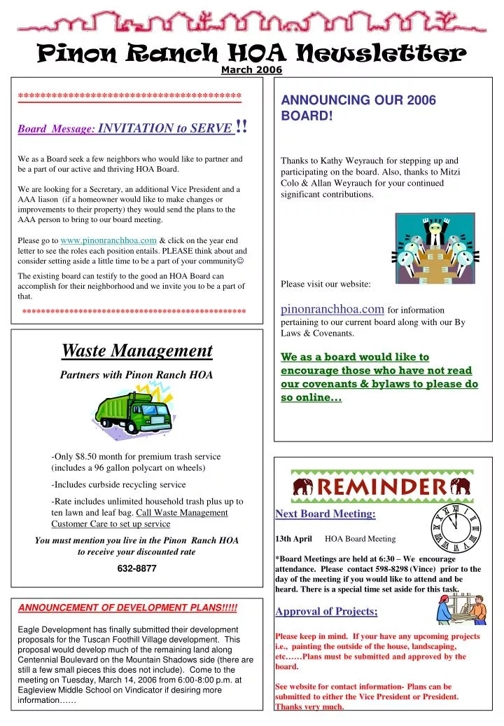hoa newsletters hoa newsletters