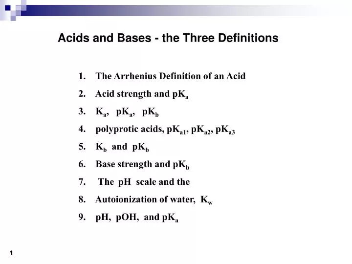 acids and bases the three definitions n.