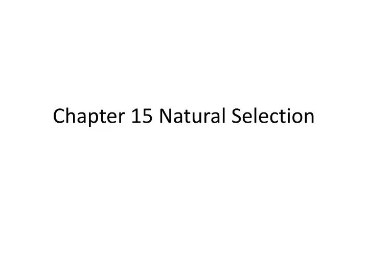 chapter 15 natural selection n.