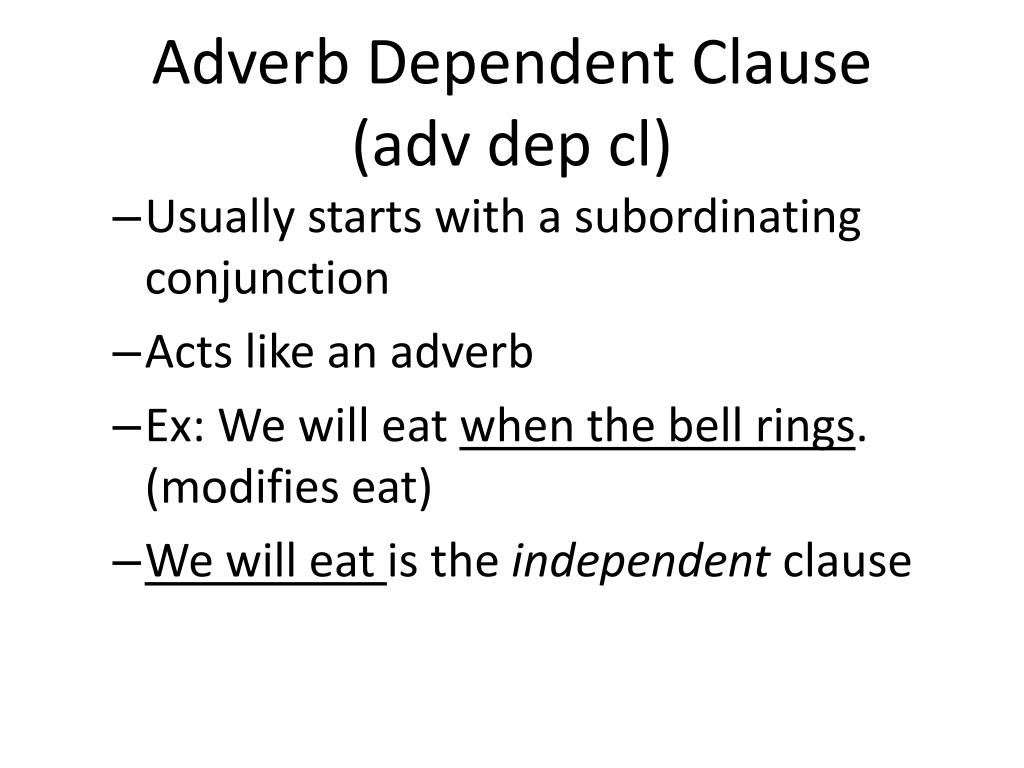Adverb Dependent Clause Worksheet