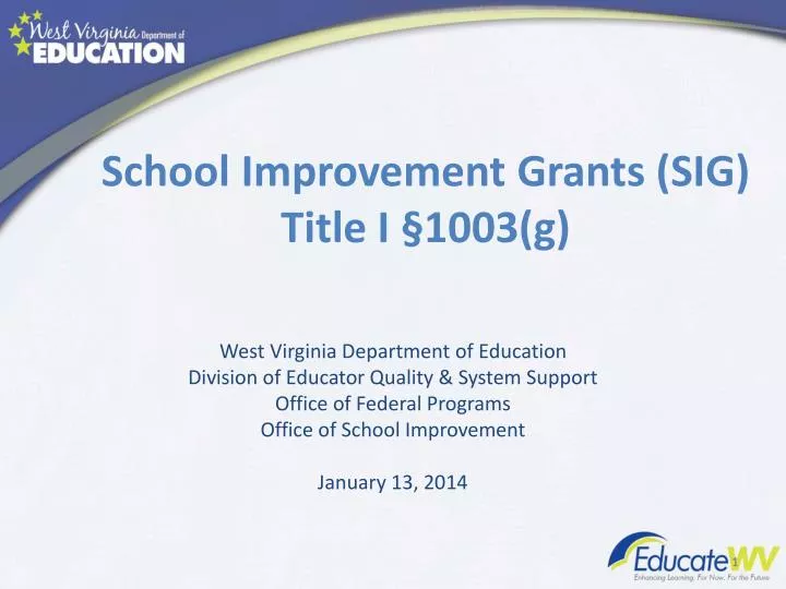 school improvement grants sig title i 1003 g n.