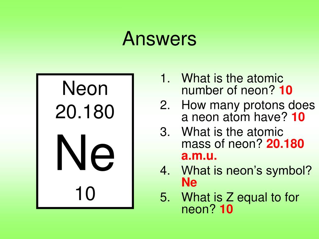 Atomic Number Of Neon