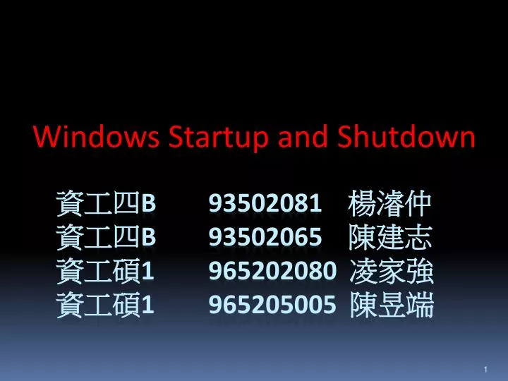 windows startup and shutdown n.