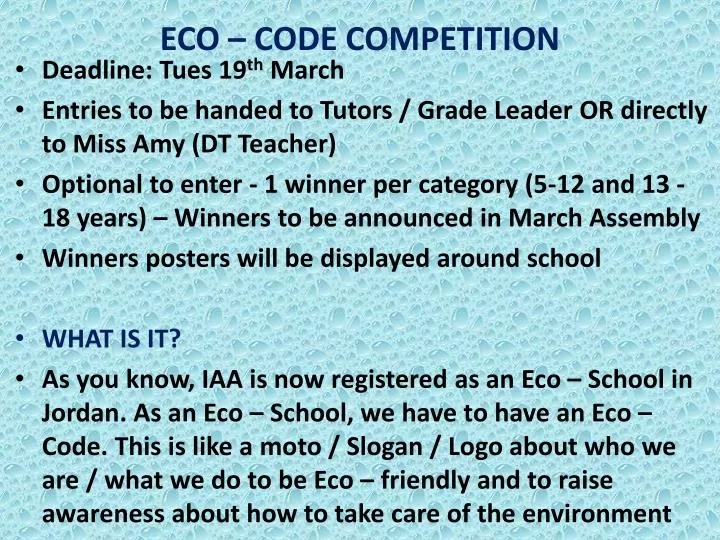 PPT ECO CODE COMPETITION PowerPoint Presentation, free download