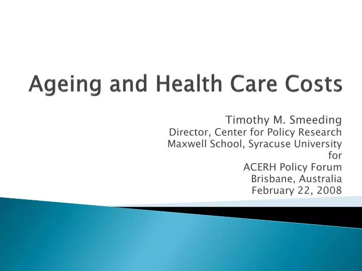 ageing and health care costs n.