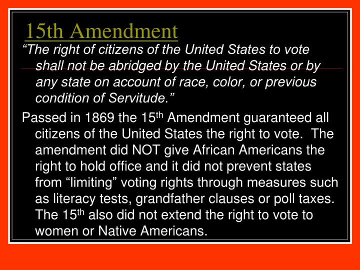 15th amendment opinions There was no majority opinion the amendment did not attempt to explain any other portions of article iii because the state-citizen diversity provisions of. 15th amendment opinions There was no majority opinion the amendment did not attempt to explain any other portions of article iii because the state-citizen diversity provisions of.