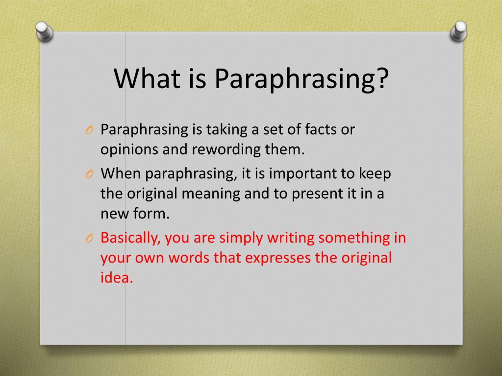 paraphrasing examples ppt