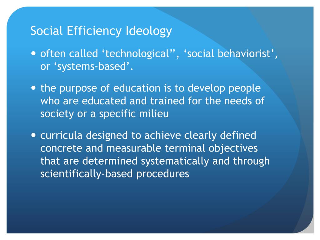 Social Efficiency Ideology Reflection Paper