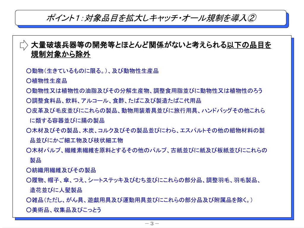 PPT キャッチ・オール規制を巡る動向 平成15年8月 経済産業省 貿易管理部 PowerPoint Presentation ID5506753