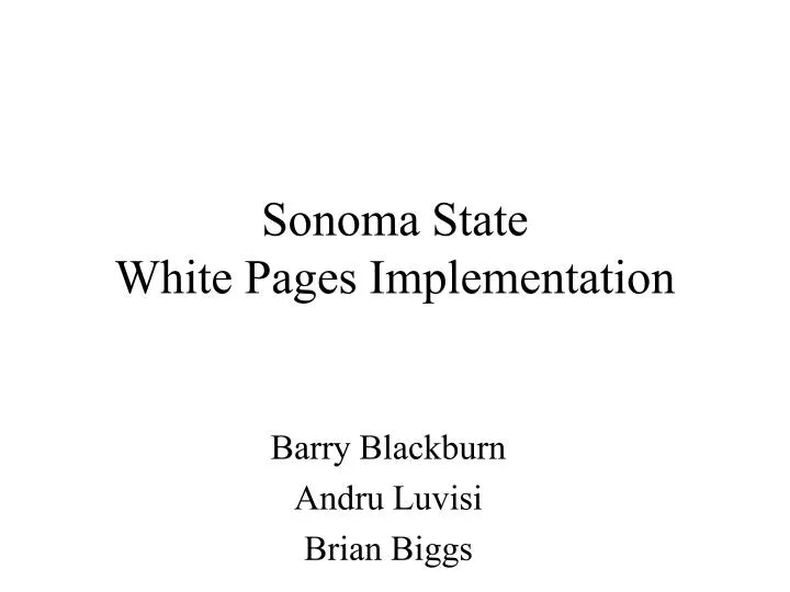 sonoma state white pages implementation n.