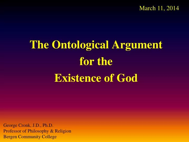 ontological argument for the existence of god essay