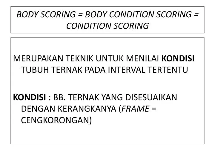 body scoring body condition scoring condition scoring n.