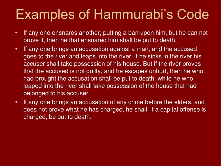 modern day examples of hammurabis code