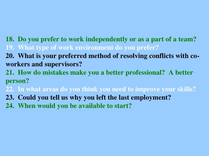 what type of work environment do you prefer