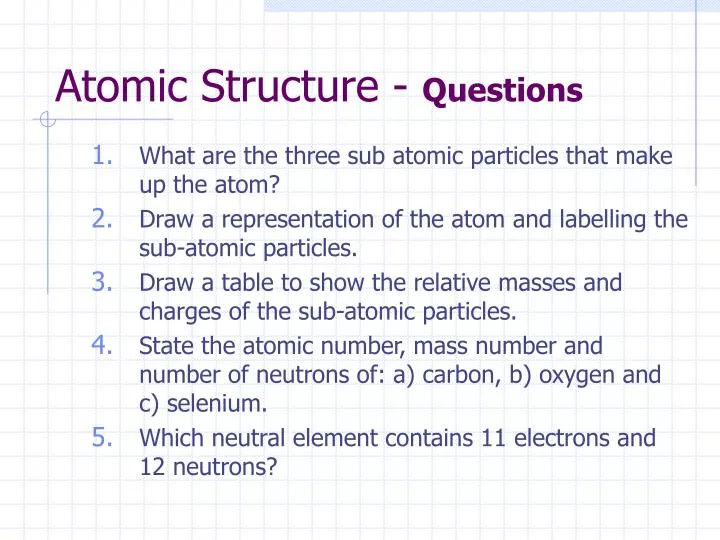 case study questions from structure of atom