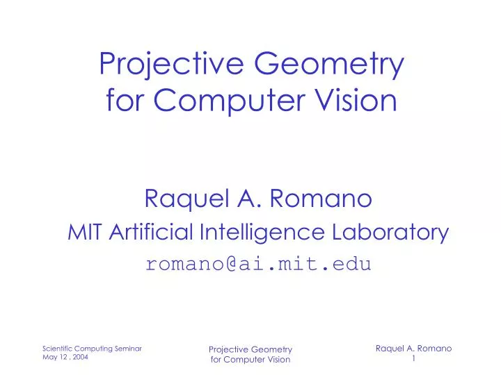 PPT Projective Geometry for Computer Vision PowerPoint Presentation