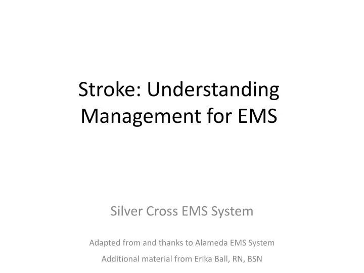 stroke understanding management for ems n.