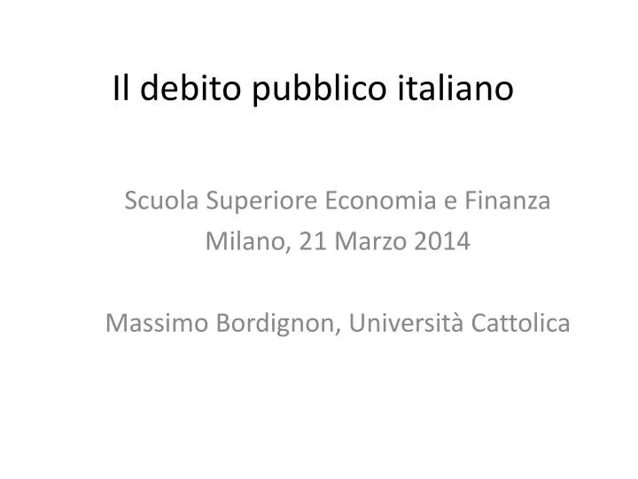 il debito pubblico italiano n.