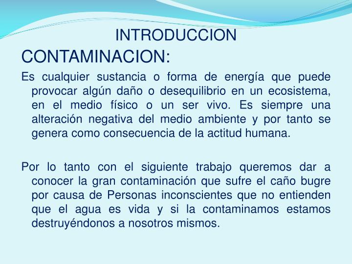 PPT - CONTAMINACION DEL CAÑO BUGRE PowerPoint Presentation - ID:5515978
