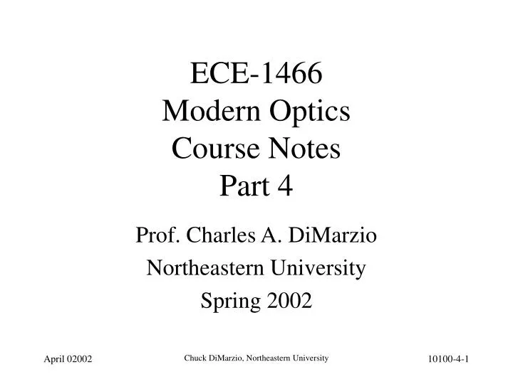 ece 1466 modern optics course notes part 4 n.