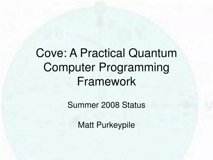 cove a practical quantum computer programming framework n.