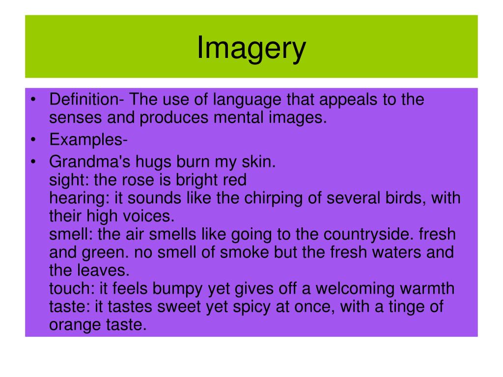 figurative language that uses several types of imagery