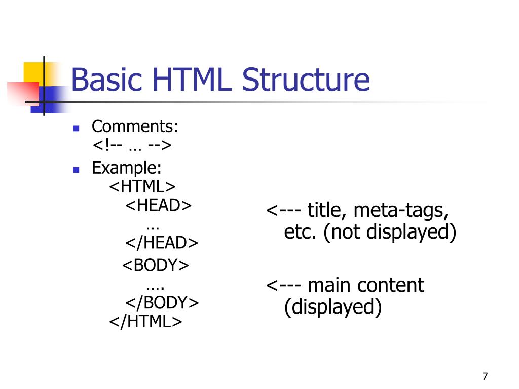 structure and presentation in html