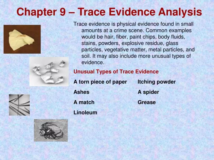 case study 9.1 a web of trace evidence