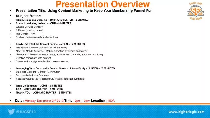 how to write an overview of a presentation