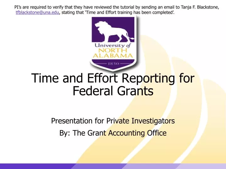 PPT Time and Effort Reporting for Federal Grants PowerPoint