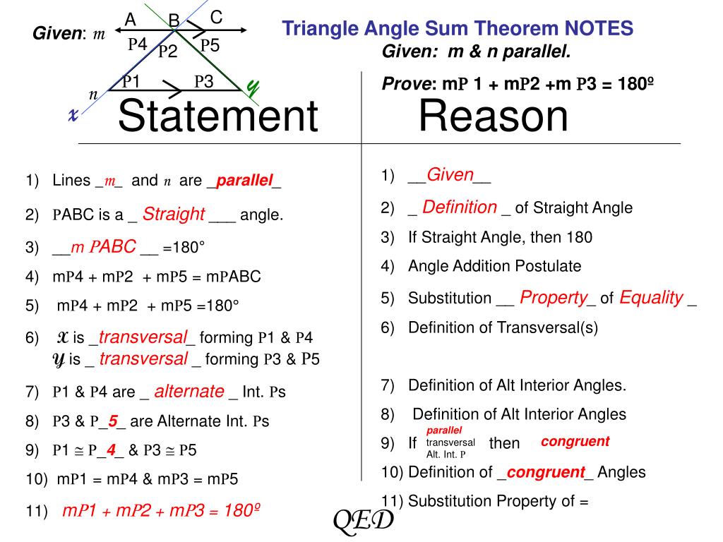 Ppt Triangle Angle Sum Theorem Proof Powerpoint