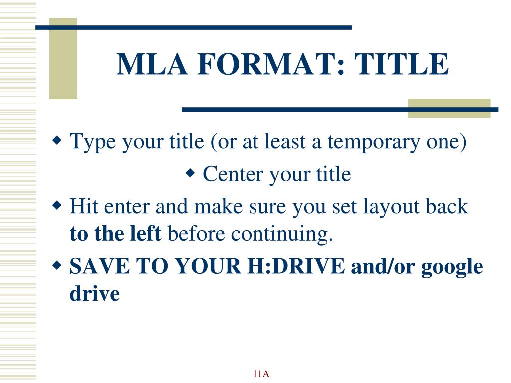 presentation in mla format