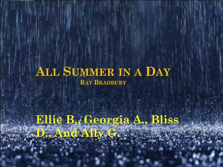 Empathy In Ray Bradburys All Summer In A Day