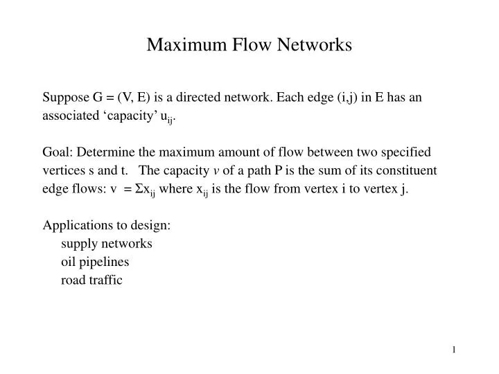 maximum flow networks n.